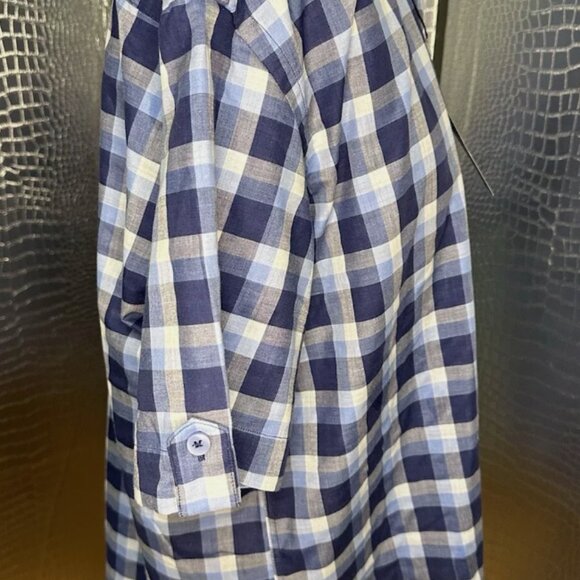 Serica Classics Blue and White Plaid Short Sleeve Button Soft Men’s Medium - Picture 3 of 10